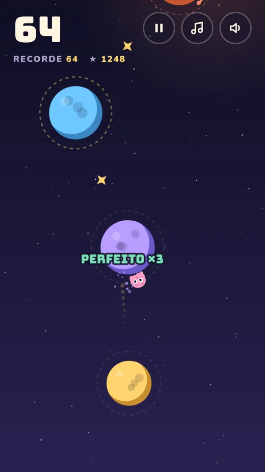 Combo Perfeito ×3 depois de saltos no centro dos planetas